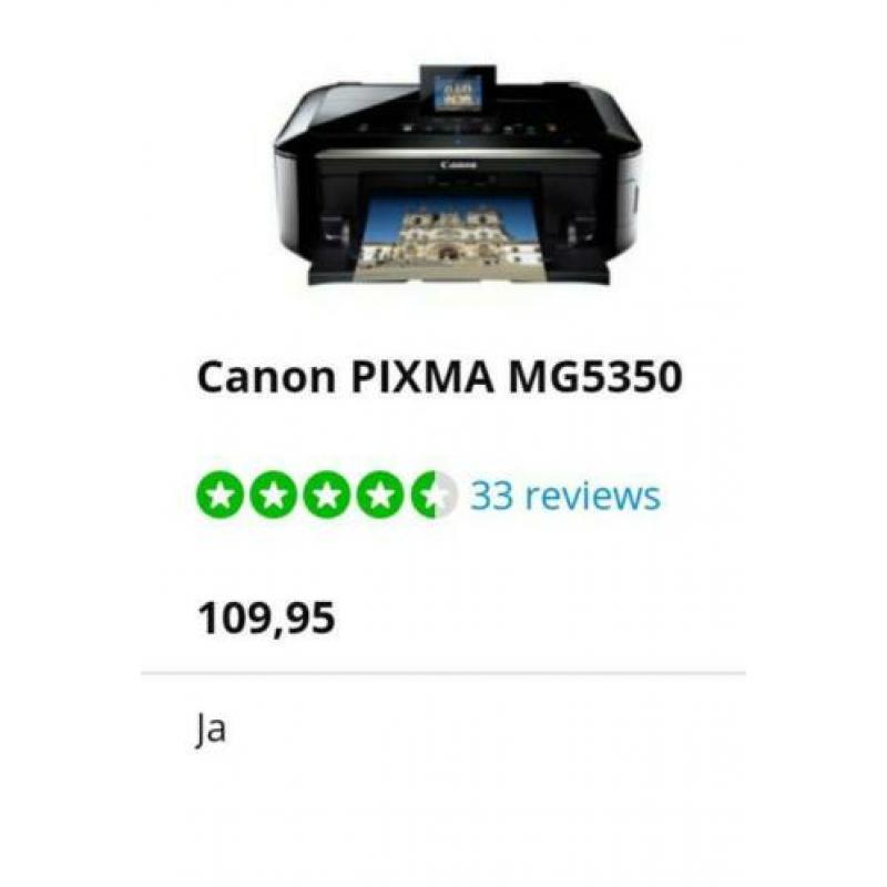Canon Pixma MG5350 ZGAN met nieuwe cartridges
