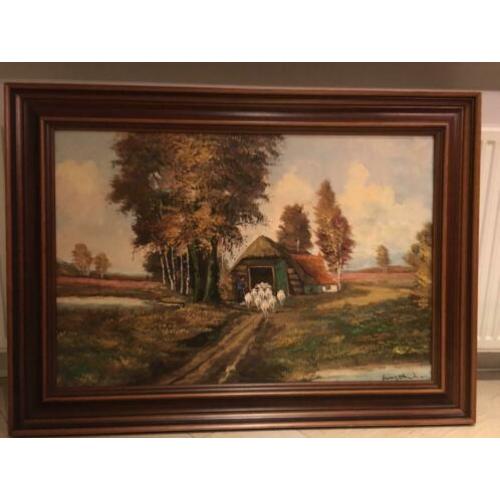 Schilderij, met schaapskooi als afbeelding 1.08x0.78