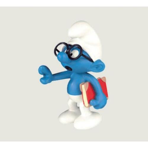 XL Brilsmurf -- handgemaakte Smurfen Plastoy - NIEUW!