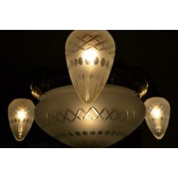 Imposante Art-Deco lamp met geslepen glas