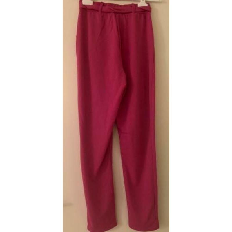 Zomerbroek elegant pantalon roze maat XS / 34 stretch strik