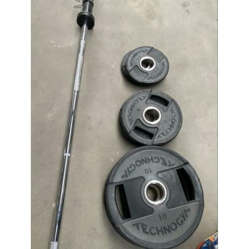 35kg Technogym Olympische Gewichten met Halterstang