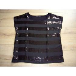 Festival T-shirt top met pailletten zwart nieuw L