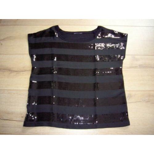 Festival T-shirt top met pailletten zwart nieuw L