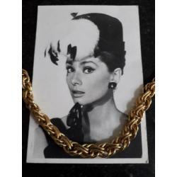 Vintage Napier ketting, goudkleurig, ingegraveerd merk