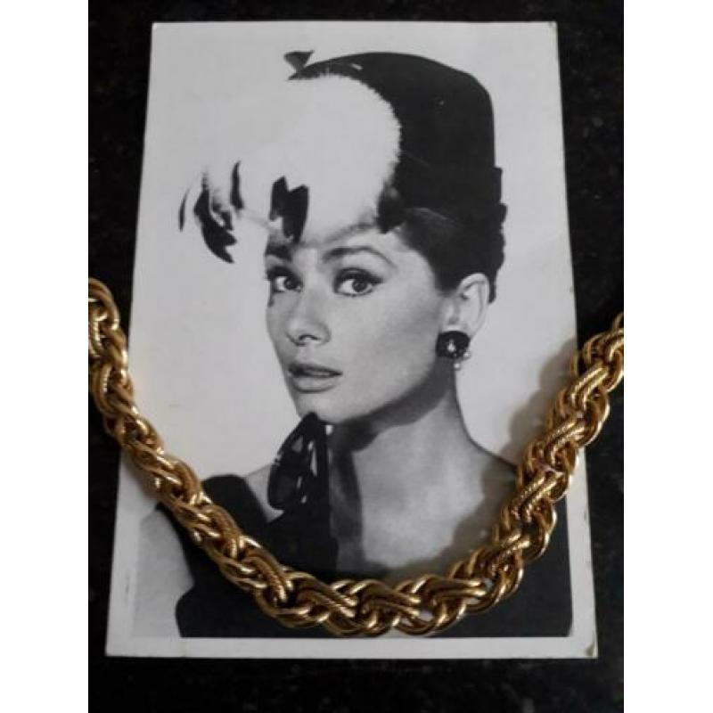 Vintage Napier ketting, goudkleurig, ingegraveerd merk