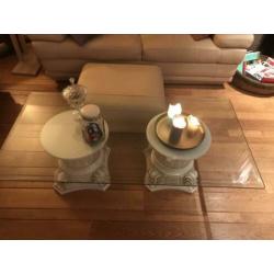 Glazen salontafel met romeinse poten