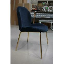 Nieuwe hippe eetkamerstoelen groen blauw fluweel goud velvet