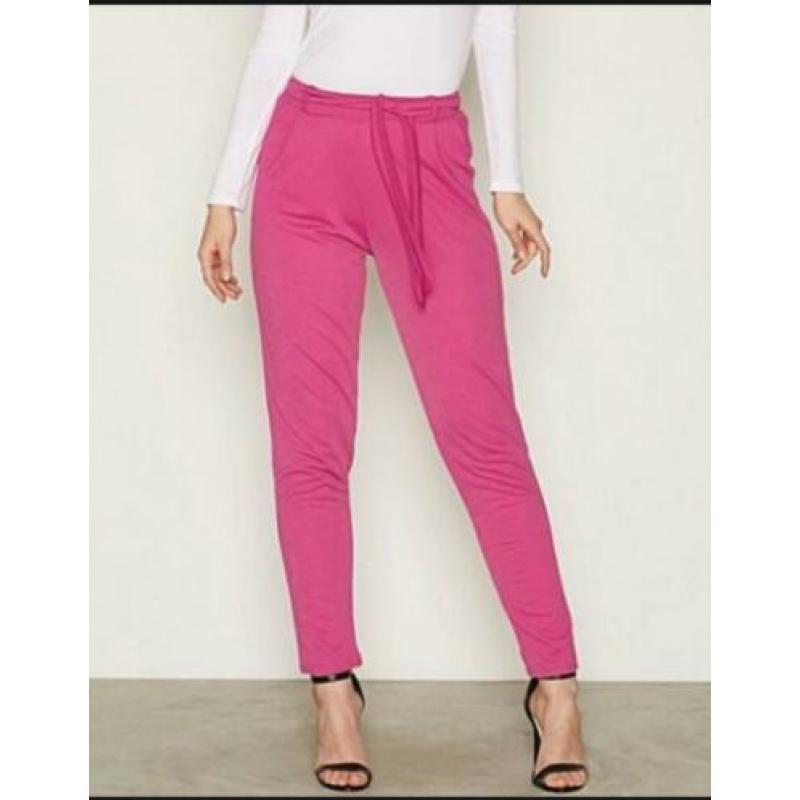 Zomerbroek elegant pantalon roze maat XS / 34 stretch strik