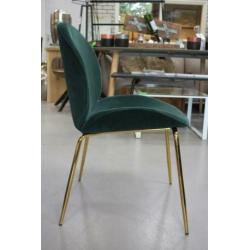 Nieuwe hippe eetkamerstoelen groen blauw fluweel goud velvet