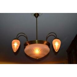 Imposante Art-Deco lamp met geslepen glas