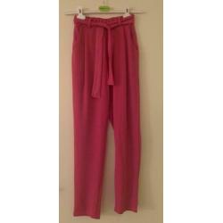 Zomerbroek elegant pantalon roze maat XS / 34 stretch strik