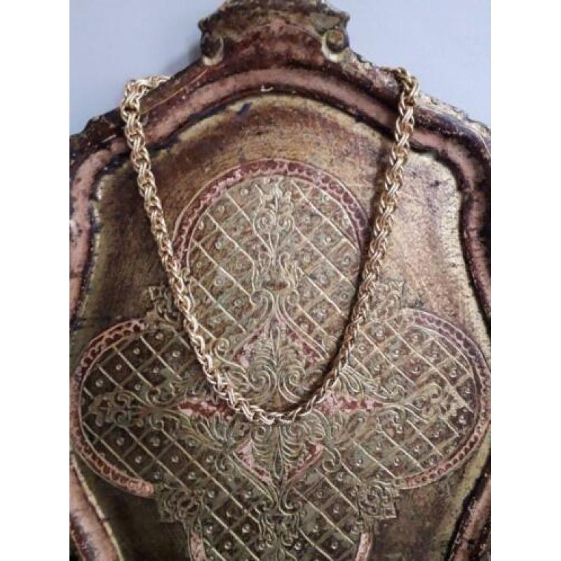 Vintage Napier ketting, goudkleurig, ingegraveerd merk