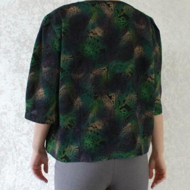 Vintage blouse groen paars zwart