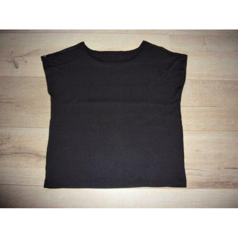 Festival T-shirt top met pailletten zwart nieuw L