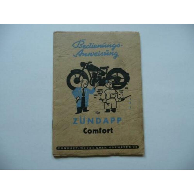Zündapp "Bedienungs-Anweisung" Model "Comfort" (11-1952)