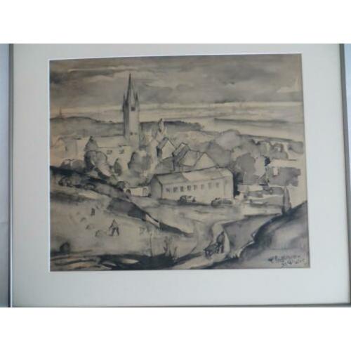 aquarel Piet Landkroon "Sint Pieter" 1951