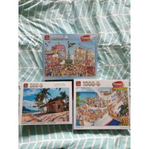 King puzzels (2x 1000 comic, 1x 500)