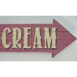 Houten bord/brocante/antiek/ijssalon/Ice Cream delicious