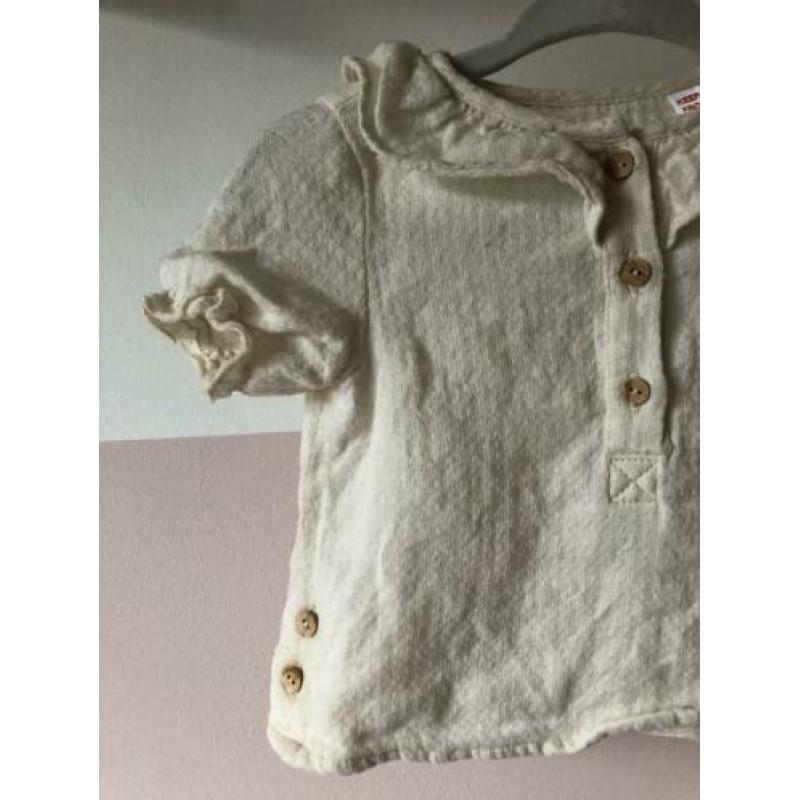 Crème zara blousje topje maat 68 katoen blouse baby girl