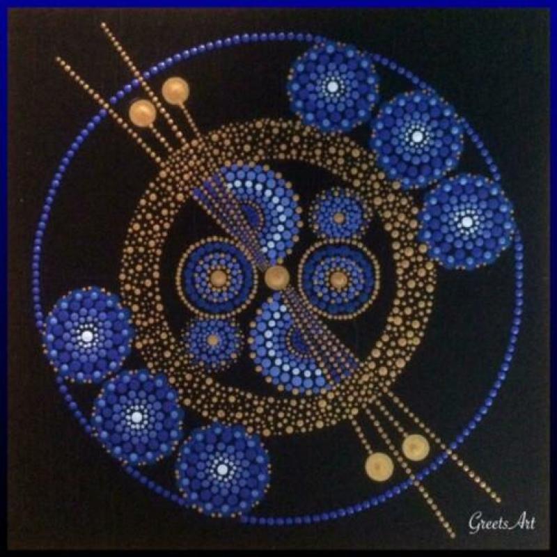 Hand geschilderde schilderijen. 25 x 25 cm.