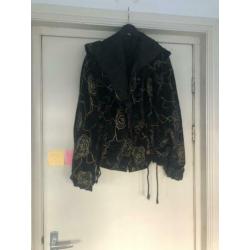 Vintage jas jacket bomber coat goud zwart S M