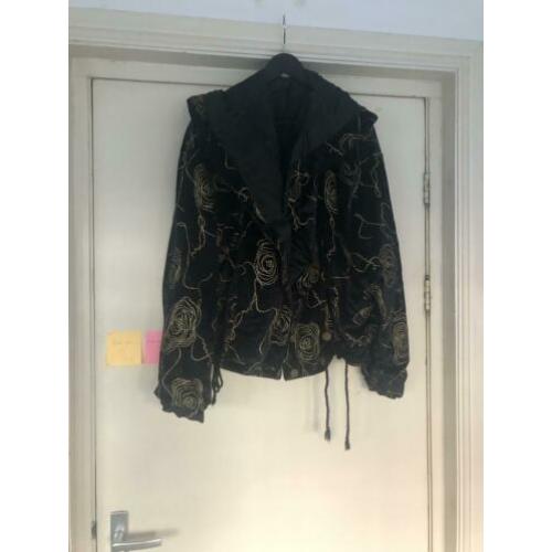 Vintage jas jacket bomber coat goud zwart S M