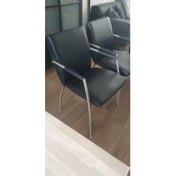6 pu-lederen eetkamerstoelen, zwart