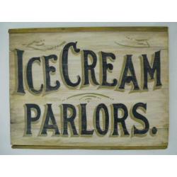 Houten bord/brocante/antiek/ijssalon/Ice Cream delicious