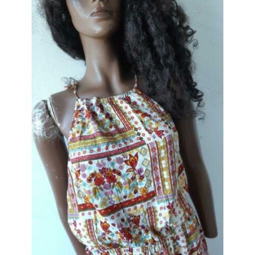 H&M coachella maat 42 rood beige jumpsuit playsuit short L