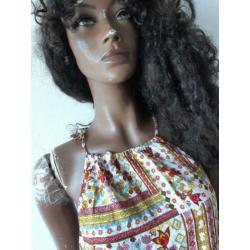 H&M coachella maat 42 rood beige jumpsuit playsuit short L