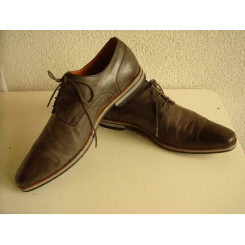 VAN LIER heren veterschoenen, maat 42, grijs leder (4)