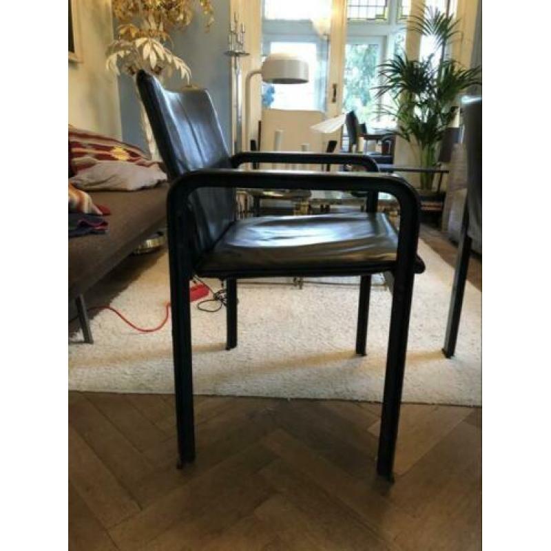 2 vintage Matteo grassi leren eetkamerstoelen