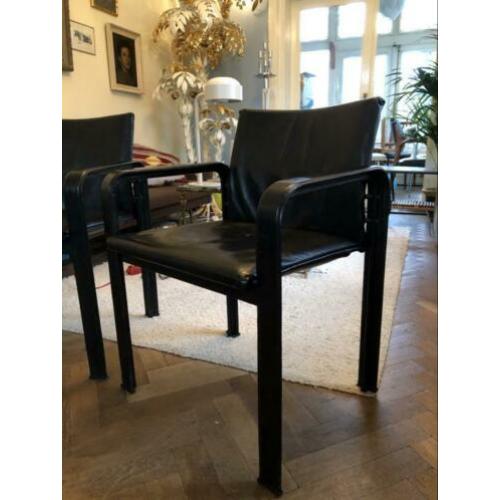 2 vintage Matteo grassi leren eetkamerstoelen