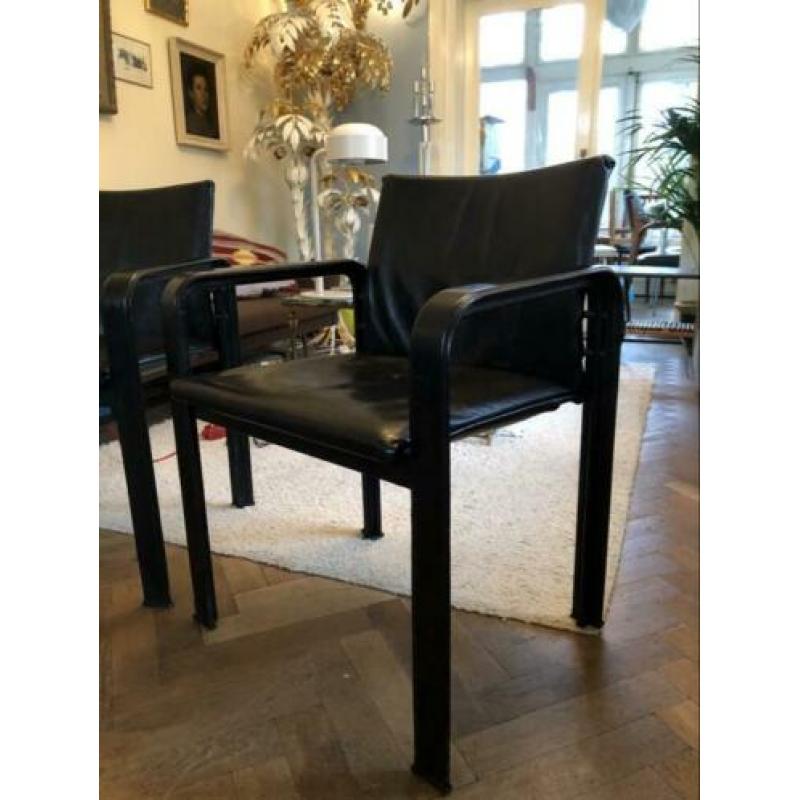 2 vintage Matteo grassi leren eetkamerstoelen