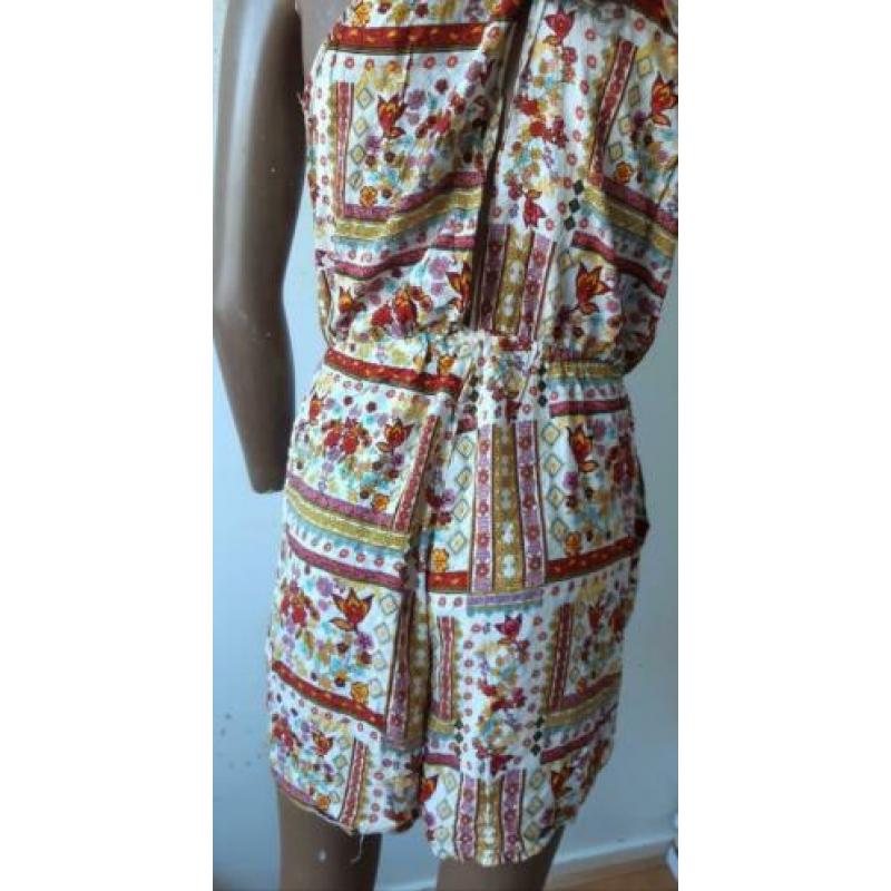 H&M coachella maat 42 rood beige jumpsuit playsuit short L