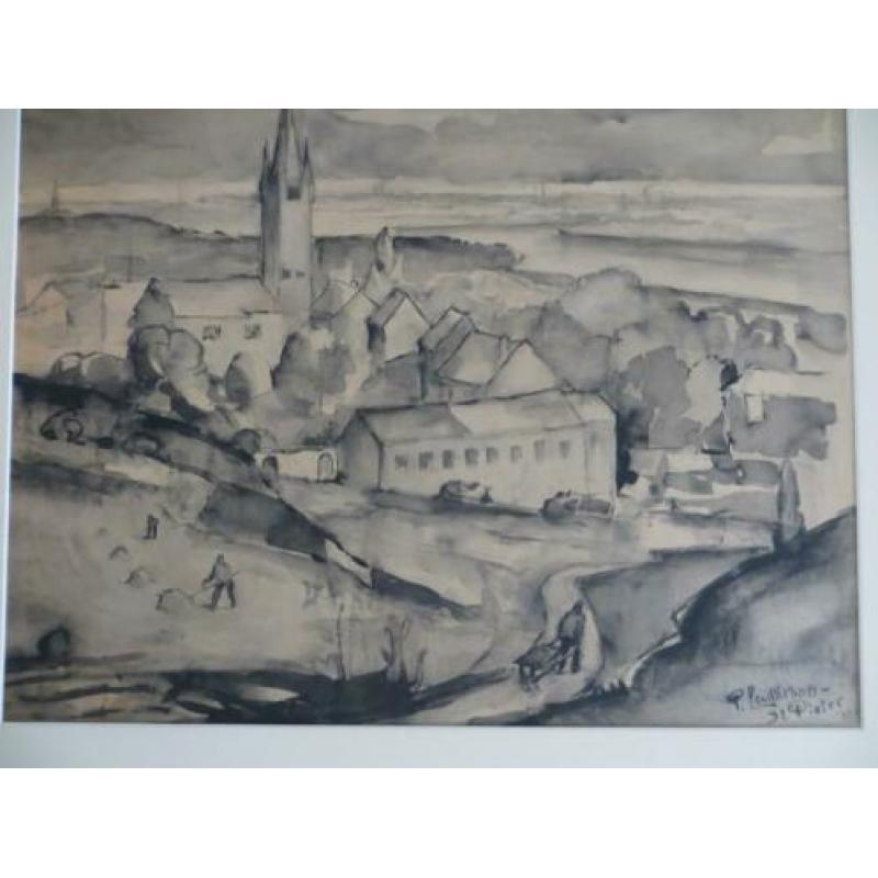 aquarel Piet Landkroon "Sint Pieter" 1951