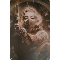 Marilyn Monroe pistool tattoo reclamebord wandbord metaal