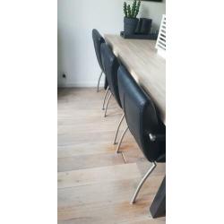 6 pu-lederen eetkamerstoelen, zwart