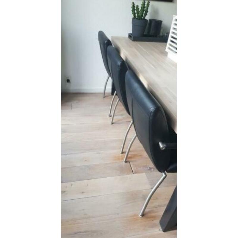 6 pu-lederen eetkamerstoelen, zwart
