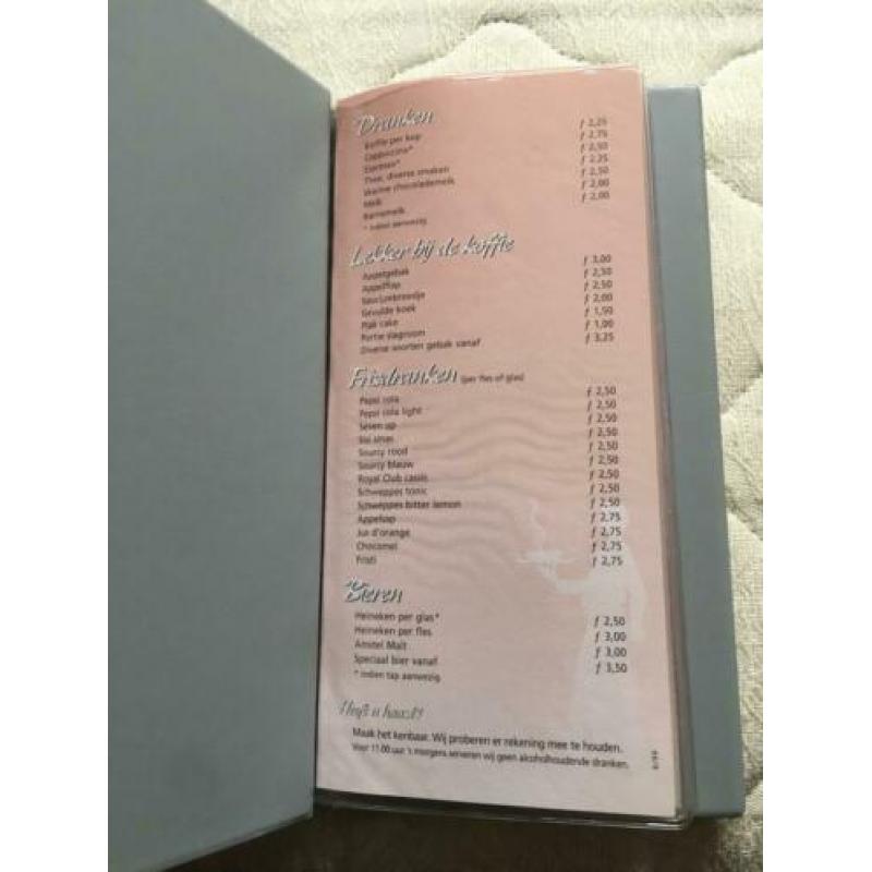 Menu kaart van NS stations restauraties