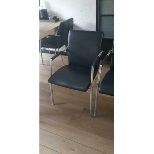 6 pu-lederen eetkamerstoelen, zwart