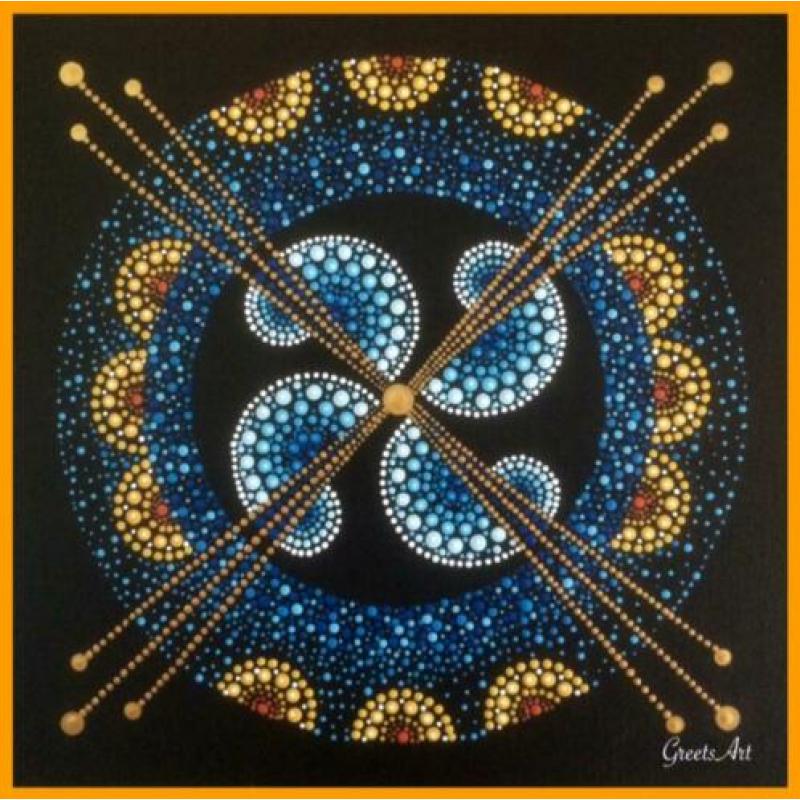Hand geschilderde schilderijen. 25 x 25 cm.