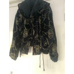 Vintage jas jacket bomber coat goud zwart S M