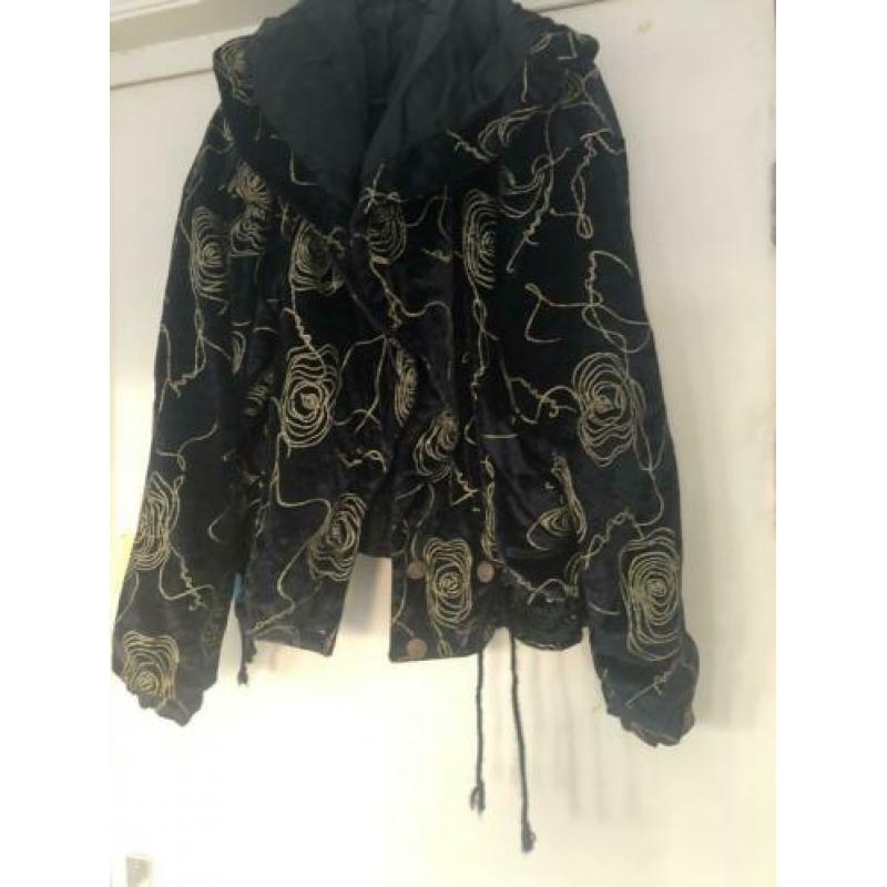 Vintage jas jacket bomber coat goud zwart S M