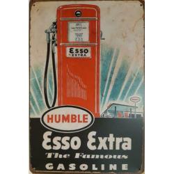 Esso extra humble benzinepomp reclamebord wandbord metaal