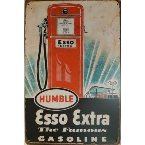 Esso extra humble benzinepomp reclamebord wandbord metaal