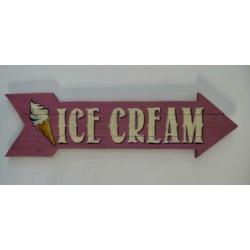 Houten bord/brocante/antiek/ijssalon/Ice Cream delicious