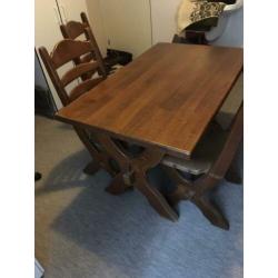 Eiken eethoek met 4 stoelen afm. 80x130 cm (LANKHORST)
