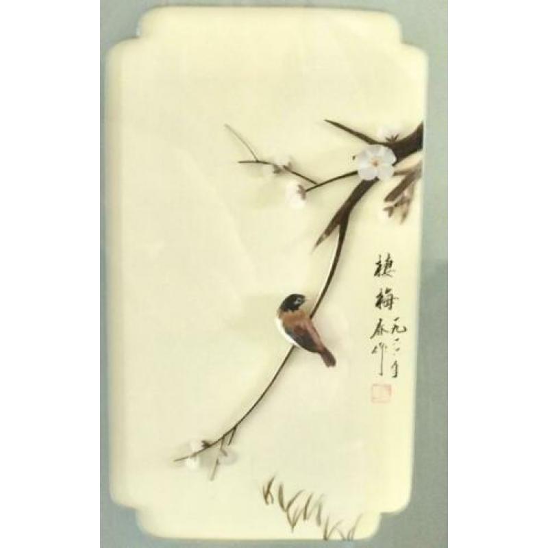 Japans miniatuur vogeltje in lijst